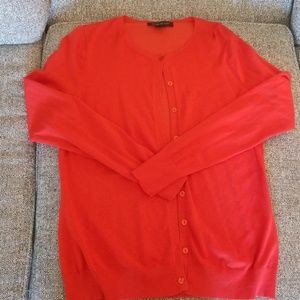 Dark coral long sleeve button up cardigan